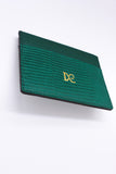 Caiman Leather Card Holder - Green